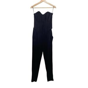 Juicy Couture Sweetheart Black Velvet Jumpsuit Strapless Back Zipper Size 8
